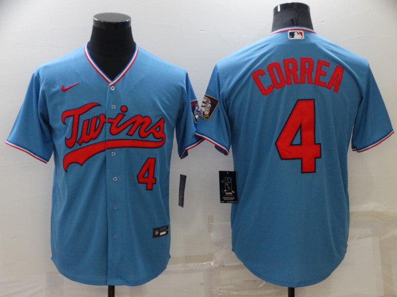 Men's Minnesota Twins Carlos Correa #4 Blue Baseball Jersey
