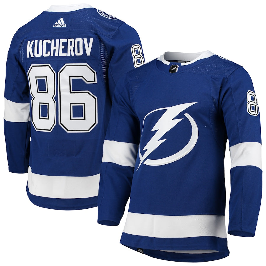 Men's Tampa Bay Lightning Nikita Kucherov adidas Blue Home Primegreen Authentic Player Jersey