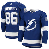 Men's Tampa Bay Lightning Nikita Kucherov adidas Blue Home Primegreen Authentic Player Jersey
