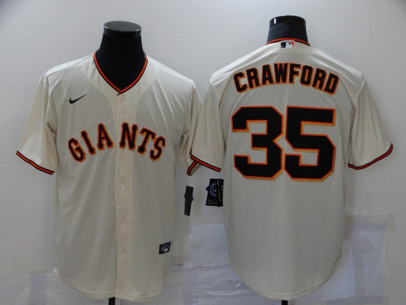 Men's San Francisco Giants Brandon Crawford #35 Beige  Baseball Jersey