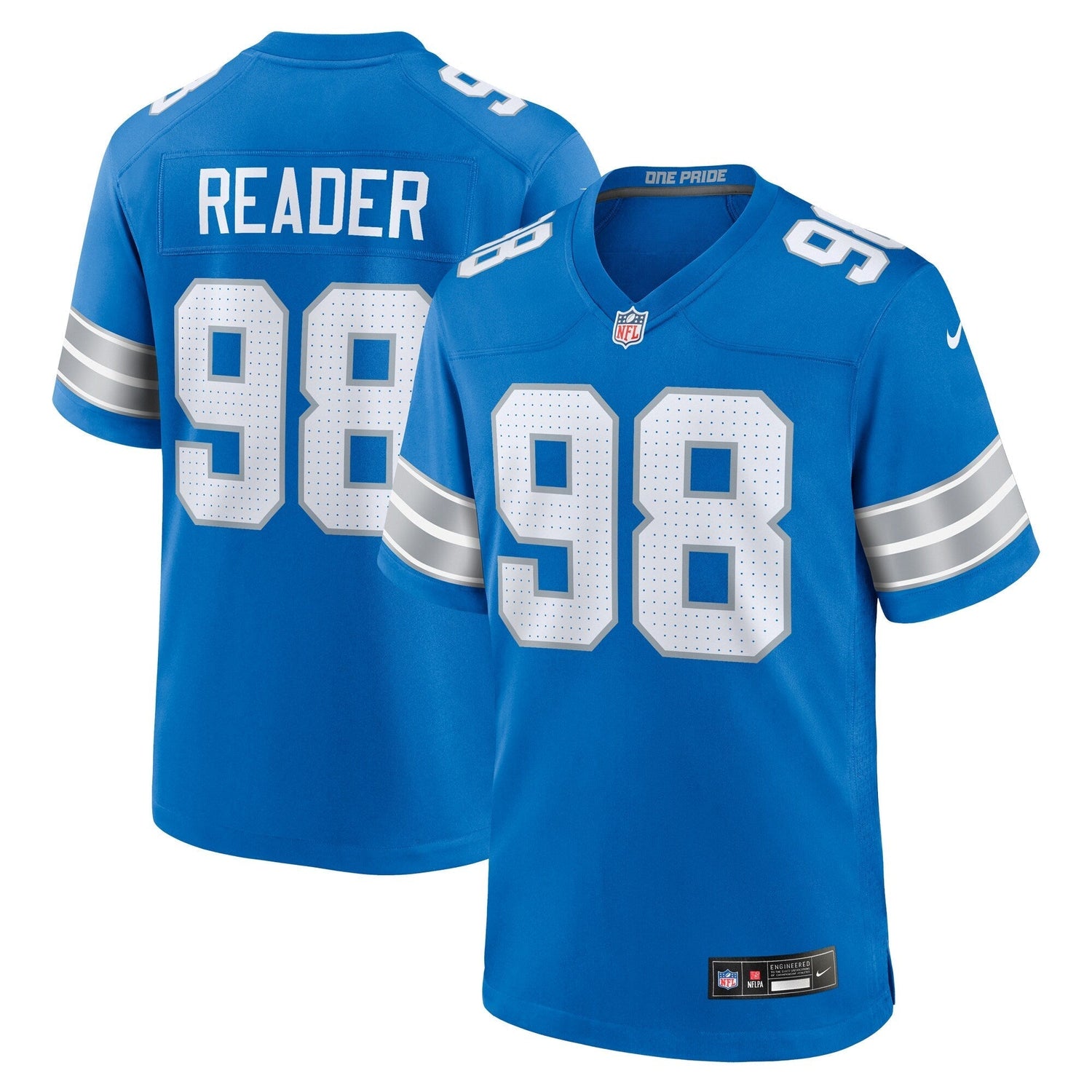 D.J. Reader Detroit Lions Nike Team Game Jersey -  Blue