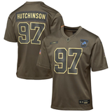 Youth Detroit Lions Aidan Hutchinson Nike Olive 2025 Salute to Service Game Jersey