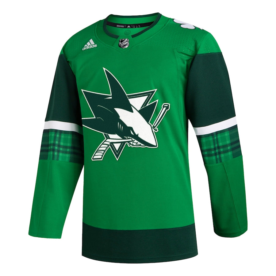 Men's San Jose Sharks adidas Kelly Green 2023 St. Patrick's Day Primegreen Authentic Jersey