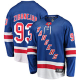 Mika Zibanejad New York Rangers   Home Breakaway  Jersey - Blue