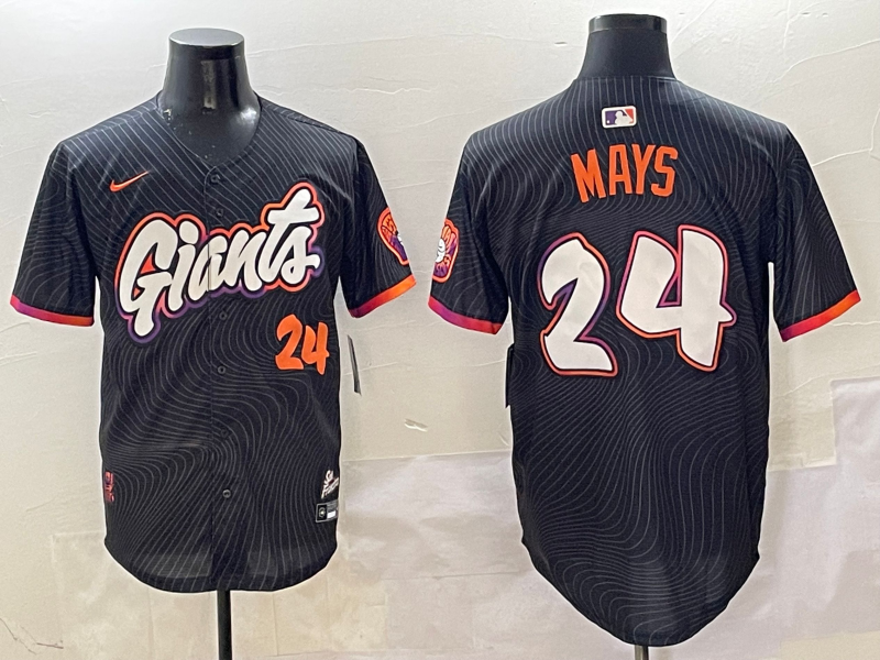 Men's San Francisco Giants Willie Mays #24 Black 2025 City Connect Limited Player Jersey