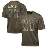 Youth Philadelphia Eagles Saquon Barkley Nike Olive 2025 Salute to Service Game Jersey