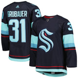Men's Seattle Kraken Philipp Grubauer adidas Navy Home Primegreen Authentic Pro Player - Jersey
