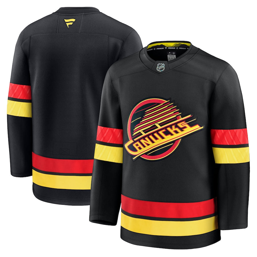 Men's Vancouver Canucks Fanatics Black Alternate Premium NHL Hockey Jersey -Blank