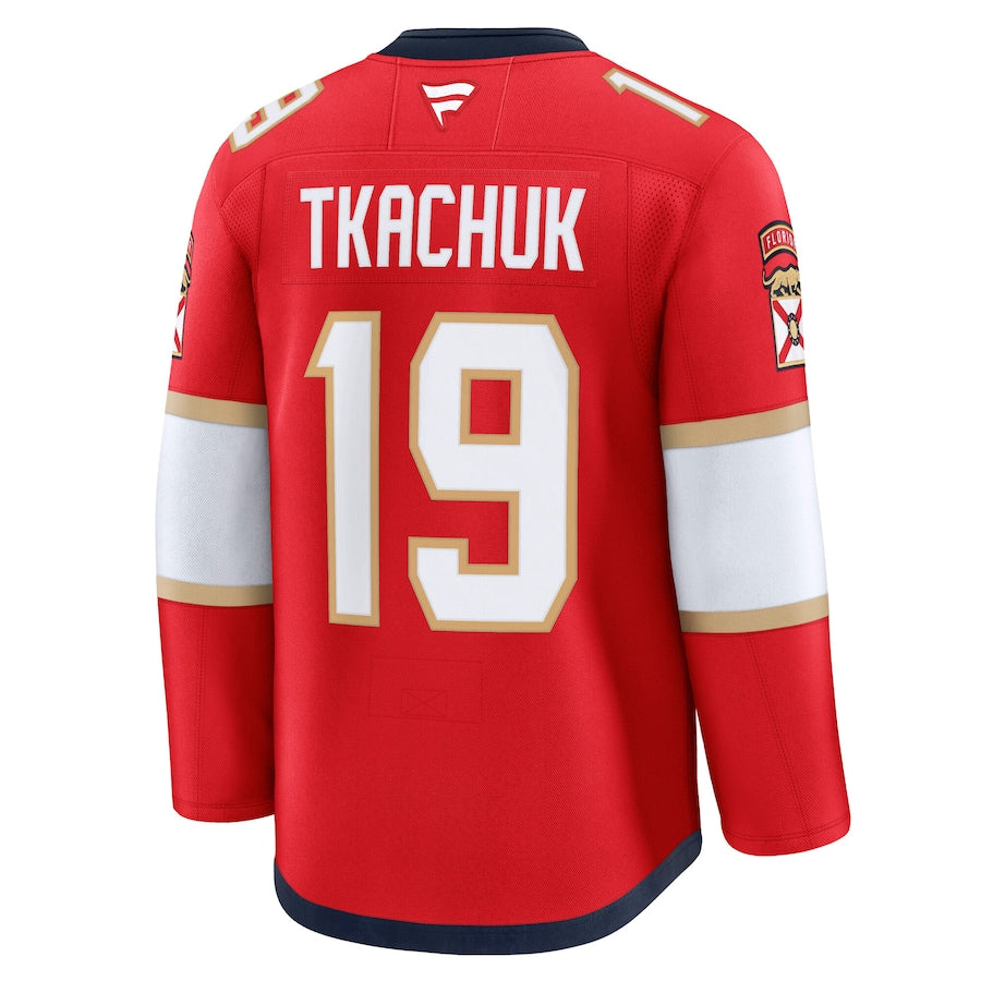 Men's Florida Panthers Fanatics Red Home Premium NHL Hockey Jersey - Matthew Tkachuk