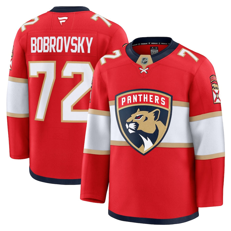 Men's Florida Panthers Fanatics Red Home Premium NHL Hockey Jersey - Sergei Bobrovsky