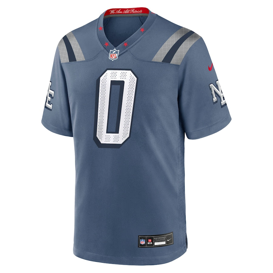 Men's New England Patriots Christian Gonzalez Nike Storm Blue 2025 Rivalries Collection Game Jersey