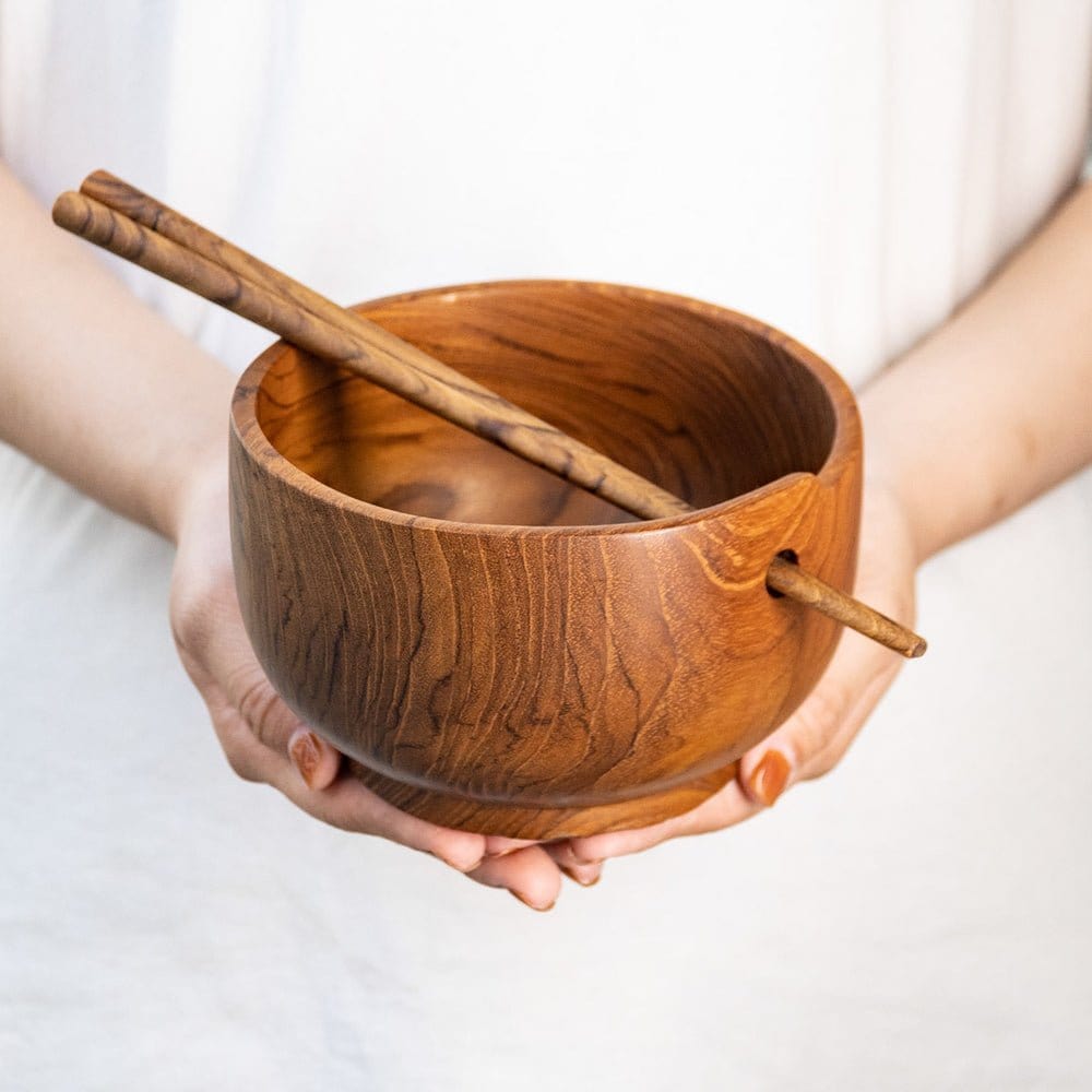 Ramen Teak Wood Bowl with Chopsticks