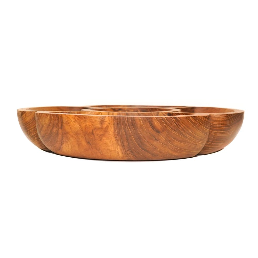 Teak Wood Sectional Chip and Dip Platter
